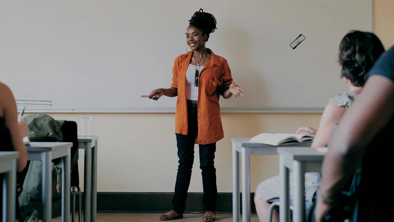 Female teacher in classroom